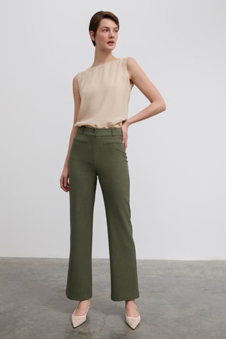 Pantalon taille haute - Vert
