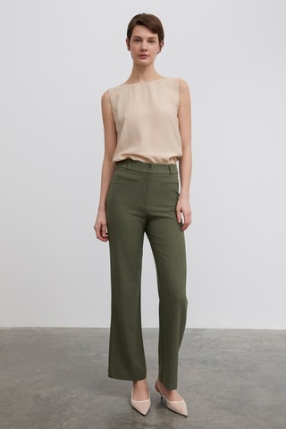 Pantalon taille haute - Vert