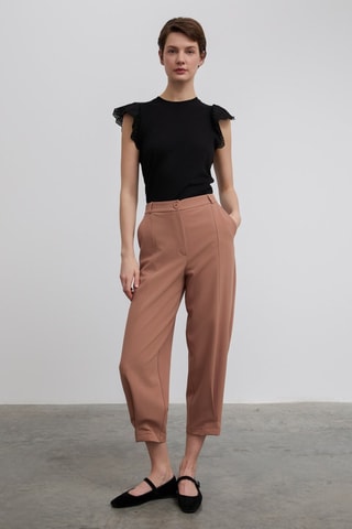 Pantalon 7/8 taille haute - Marron