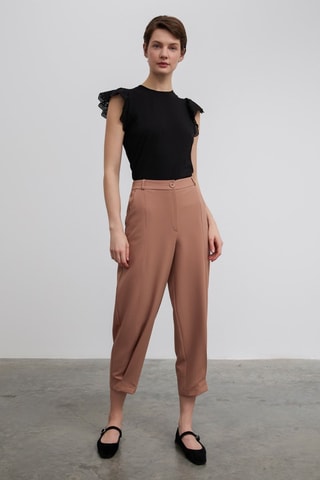Pantalon 7/8 taille haute - Marron