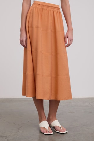 Jupe midi taille haute - Marron