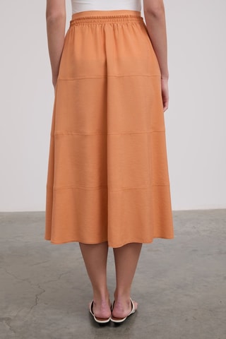 Jupe midi taille haute - Marron