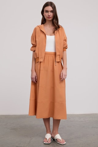 Jupe midi taille haute - Marron