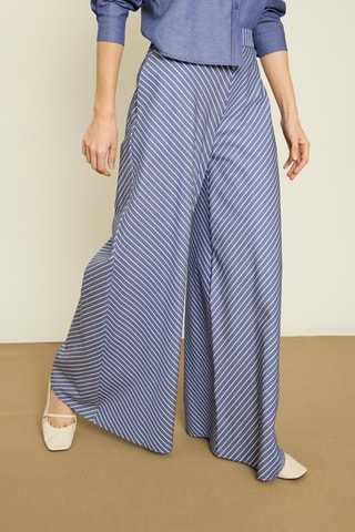 Pantalon wide legs - Bleu