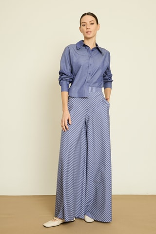 Pantalon wide legs - Bleu