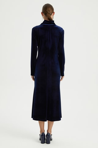 Robe midi en velours - Bleu