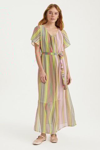 Robe longue - Rose, vert et jaune