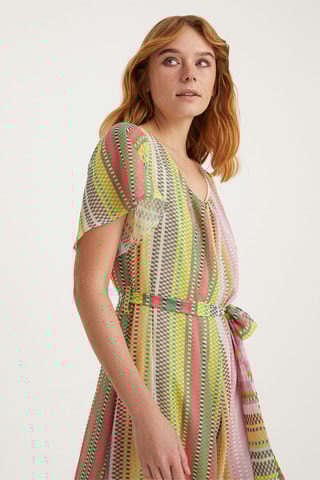 Robe longue - Rose, vert et jaune