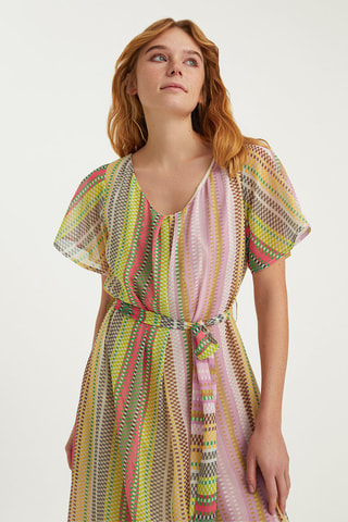Robe longue - Rose, vert et jaune