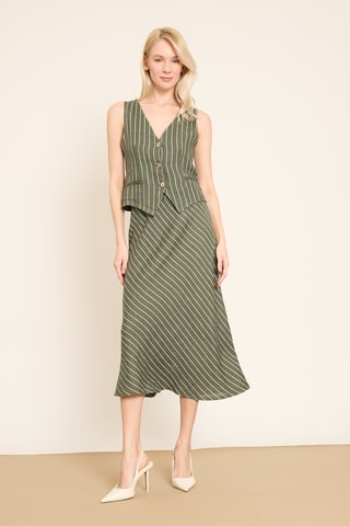 Jupe midi en lin - Kaki