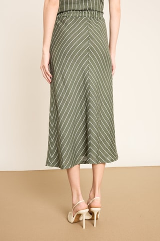 Jupe midi en lin - Kaki
