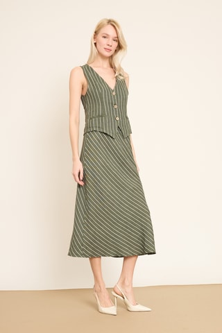 Jupe midi en lin - Kaki