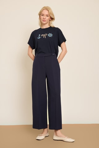 Pantalon wide legs - Bleu marine