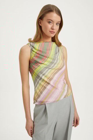 Blouse sans manches - Rose, vert et jaune