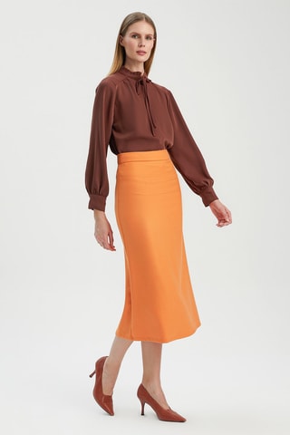 Jupe midi - Orange