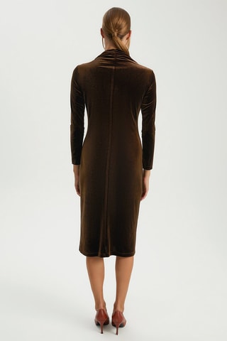 Robe fourreau en velours - Marron