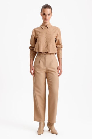 Pantalon relaxed taille haute - Beige
