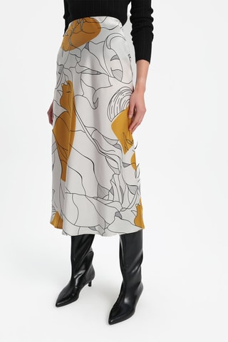 Jupe midi taille haute - Écru