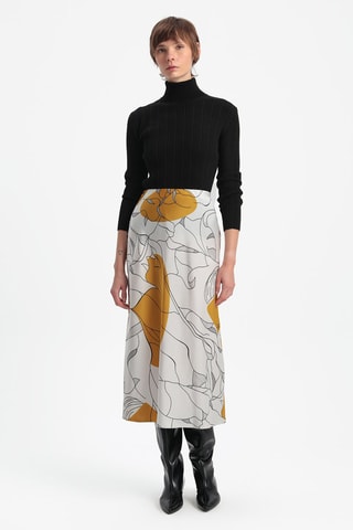 Jupe midi taille haute - Écru