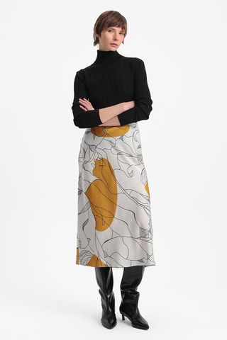 Jupe midi taille haute - Écru