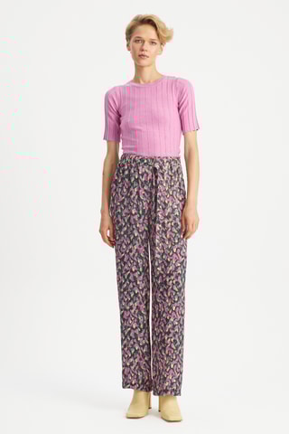 Pantalon wide legs taille haute - Rose