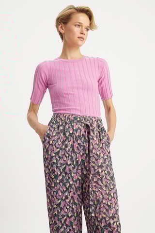 Pantalon wide legs taille haute - Rose