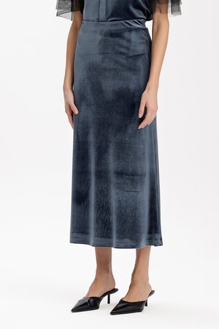 Jupe midi en velours taille haute - Gris