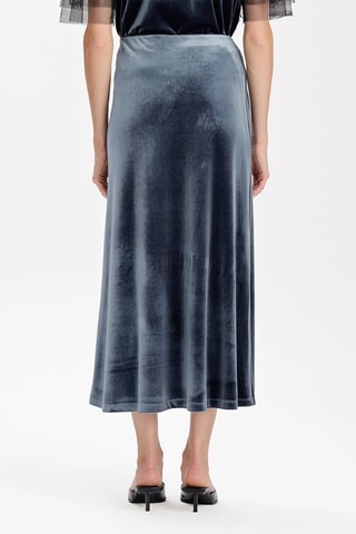 Jupe midi en velours taille haute - Gris