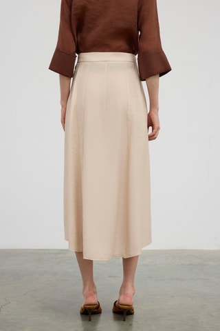 Jupe midi taille haute - Beige