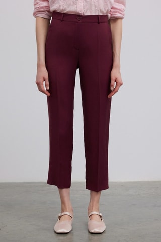 Pantalon carotte 7/8 taille haute - Rouge