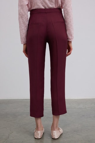 Pantalon carotte 7/8 taille haute - Rouge