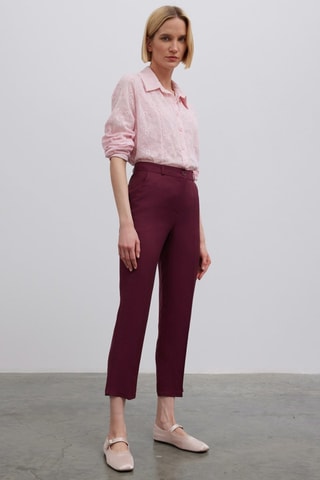 Pantalon carotte 7/8 taille haute - Rouge