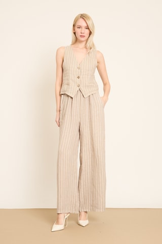 Pantalon wide legs en lin - Gris