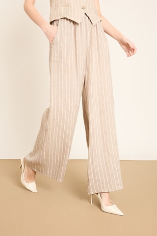 Pantalon wide legs en lin - Gris
