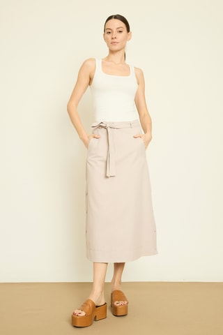 Jupe midi taille haute - Gris