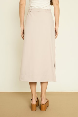 Jupe midi taille haute - Gris