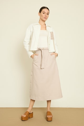 Jupe midi taille haute - Gris