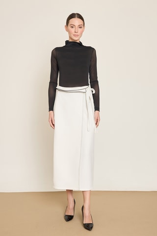 Jupe portefeuille taille haute - Beige