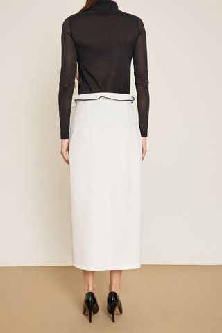 Jupe portefeuille taille haute - Beige