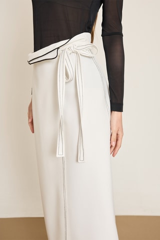 Jupe portefeuille taille haute - Beige