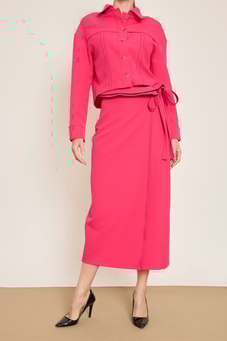 Jupe portefeuille taille haute - Rose