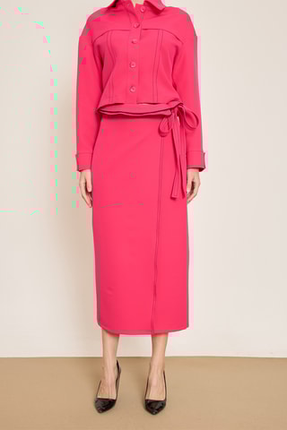 Jupe portefeuille taille haute - Rose