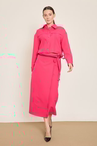 Jupe portefeuille taille haute - Rose