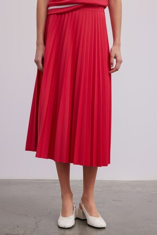 Jupe plissée - Beige et rouge