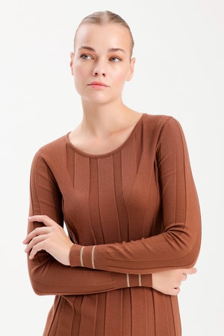 Robe fourreau - Blanc et marron