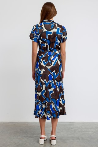 Robe midi - Blanc et bleu