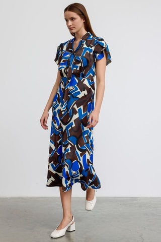 Robe midi - Blanc et bleu