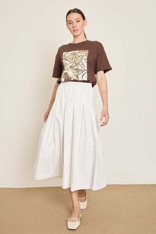 Jupe midi taille haute - Beige