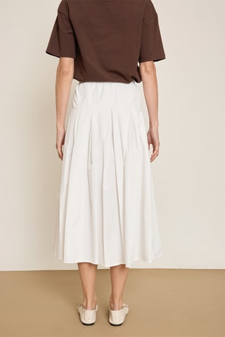 Jupe midi taille haute - Beige