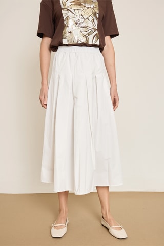 Jupe midi taille haute - Beige